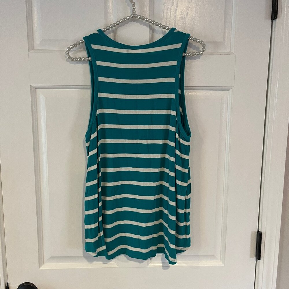 Akemi + Kin Ladies Striped Round Neck Loose Fit Knit Tank Top Size L - Picture 3 of 4
